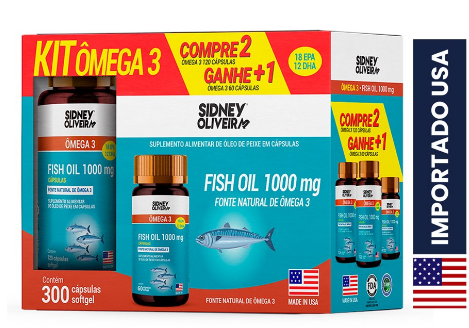Ômega 3 1000Mg Kit Made In Usa Compre 2 Com 120 Cápsulas E Ganhe 1 Com 60 Cápsulas