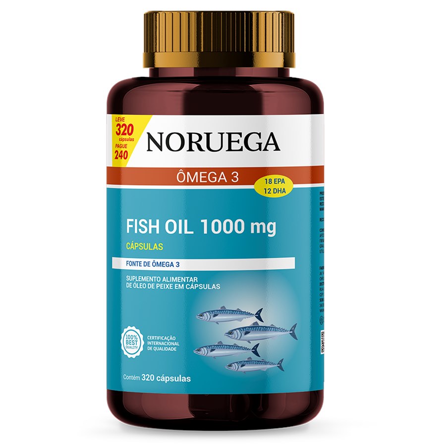 Ômega 3 1000Mg Noruega Leve 320 Cápsulas Pague 240