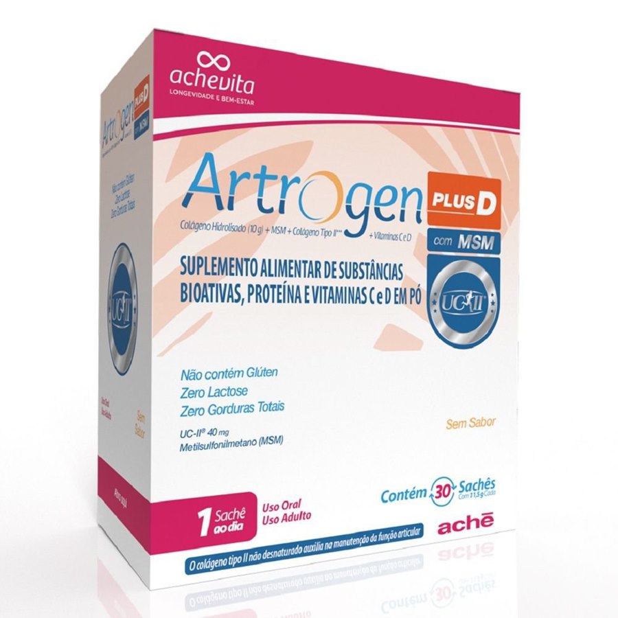 large-639223312003654195-826219_4 Suplemento Alimentar Artrogen Plus D Msm - Colágeno Tipo I E Il 30 Envelopes - Imagem 1